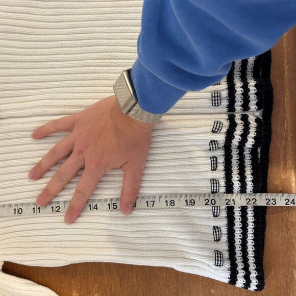 First Issue Liz Claiborne Size Medium Ribbed Gingham Ribbon Preppy Cardigan - Picture 7 of 7